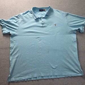 Polo Ralph Lauren ShortSleeve Polo Mens 3XLT Light Blue Multicolor Pony Big Tall